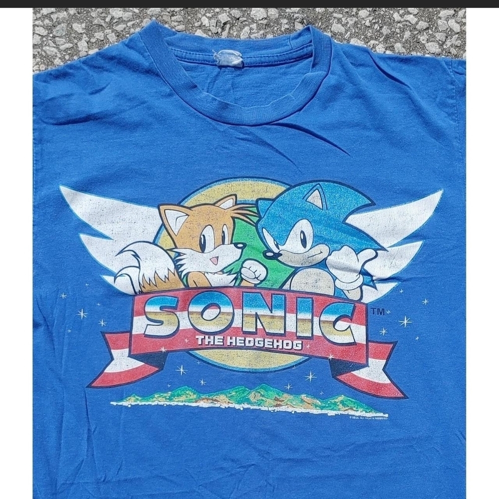 Vintage 1994 Sonic the Hedgehog & Tails T-Shirt Size M Single Stitch Sega Promo